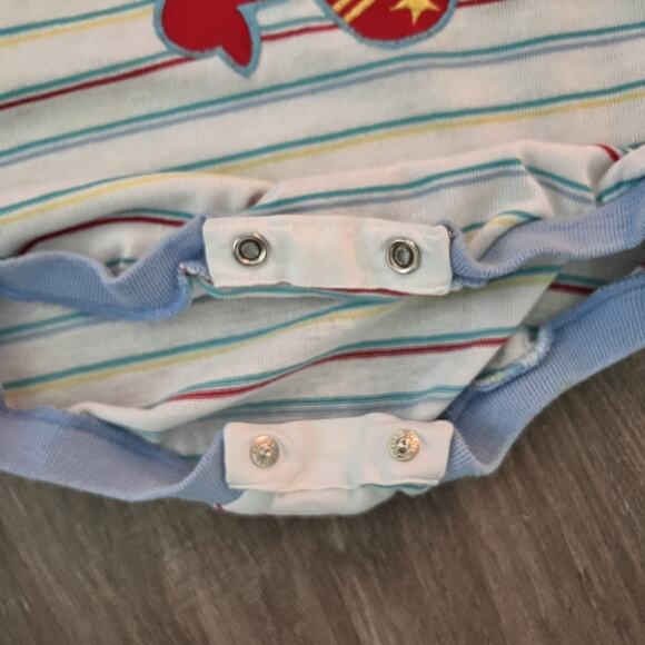 Vintage Healthtex Boys Romper 24 Months Stripes Airplane Made in the USA - Picture 6 of 7